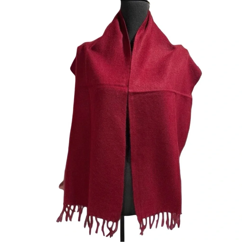 NWT Chyangra Pashmina 100% Pure 4-Ply Cashmere Scarf Handmade Nepal COA-WINE RED